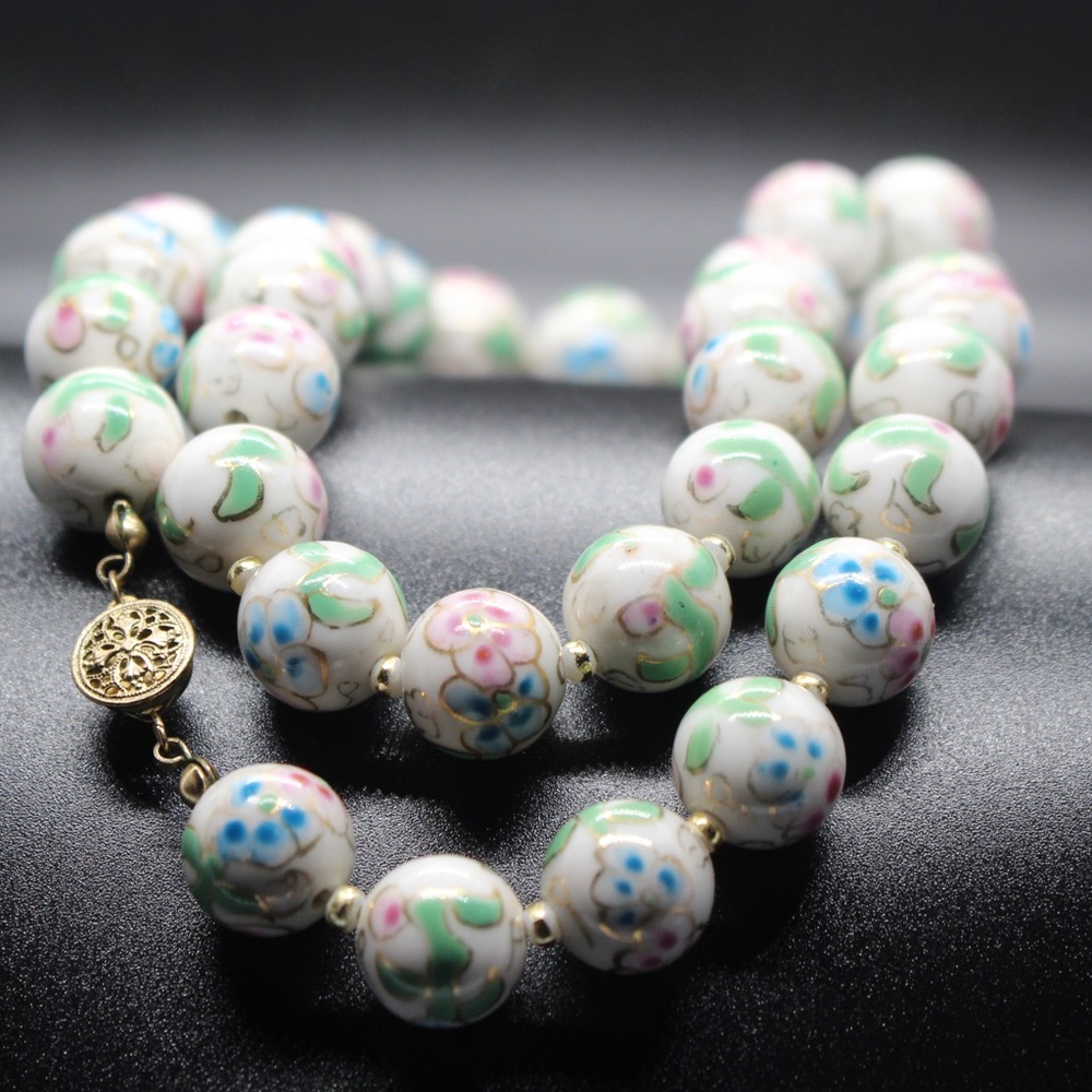 Vintage Chinese Porcelain Beaded Necklace
